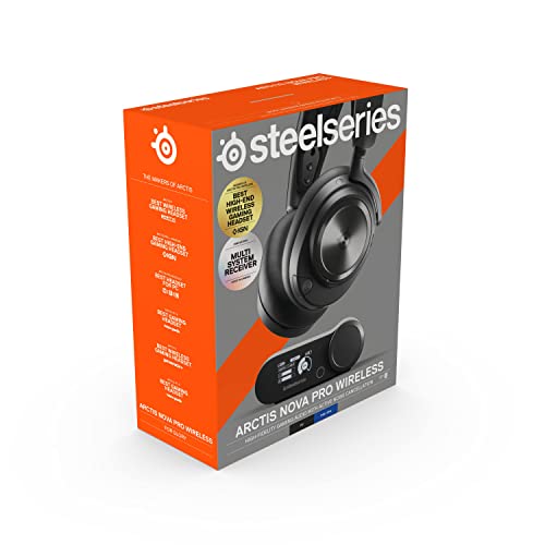 SteelSeries Arctis Nova Pro Wireless Multi-System Gaming Headset - Premium Hi-Fi Drivers - Active Noise Cancellation - Infinity Power System - Stealth Retractable Mic - PC, PS5/PS4, Switch, Mobile