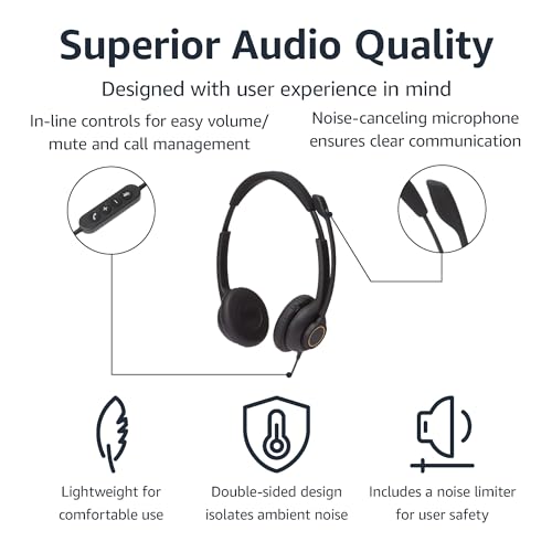 AmazonCommercial Double Sided Wired USB Headset