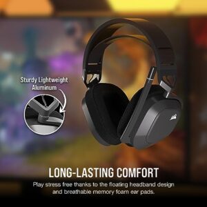 Corsair HS80 MAX Wireless Multiplatform Gaming Headset with Bluetooth - Dolby Atmos - Broadcast Quality Microphone - iCUE Compatible - PC, Mac, PS5, PS4, Mobile - Steel Gray, One Size