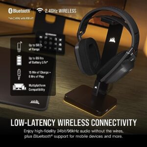 Corsair HS80 MAX Wireless Multiplatform Gaming Headset with Bluetooth - Dolby Atmos - Broadcast Quality Microphone - iCUE Compatible - PC, Mac, PS5, PS4, Mobile - Steel Gray, One Size