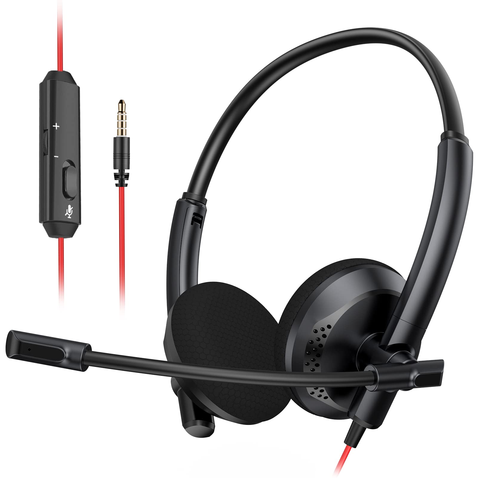 NUBWO HW03 Headset with Microphone for PC，3.5mm Jack，Volume Control，Wired Computer Headset for Zoom Skype,for Office,Business, Call Center