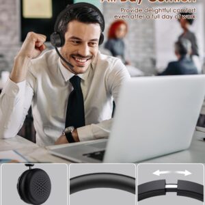 (Upgraded Version) Wireless Headset, Bluetooth Headset with Noise Cancelling Microphone, Best Headset with Mic Mute & USB Dongle for PC/Computer/Laptop/Cell Phones/Remote Work/Call Center