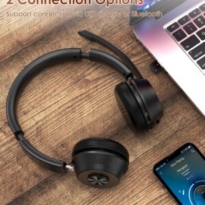 (Upgraded Version) Wireless Headset, Bluetooth Headset with Noise Cancelling Microphone, Best Headset with Mic Mute & USB Dongle for PC/Computer/Laptop/Cell Phones/Remote Work/Call Center