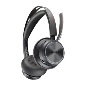 Poly - Voyager Focus 2 UC USB-A Headset (Plantronics) - Bluetooth Dual-Ear (Stereo) Headset with Boom Mic - USB-A PC/Mac Compatible - Active Noise Canceling - Works with Teams, Zoom (Certified) & More