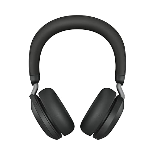 Jabra Evolve2 75 PC Wireless Headset with Charging Stand and 8-Mic Technology - Dual Foam Stereo Headphones with Advanced Active Noise Cancelling, USB-A Bluetooth Adapter and MS Compatibility - Black