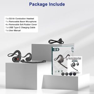 BANIGIPA Bluetooth Headset with Removable Microphone, Noise Cancelling Wireless Headset for Phones Laptop Computer PC, Open Ear Headphones for Office Meeting Running Cycling Driving Working-12 Hrs