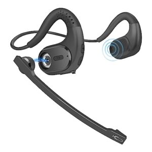 banigipa bluetooth headset with removable microphone, noise cancelling wireless headset for phones laptop computer pc, open ear headphones for office meeting running cycling driving working-12 hrs