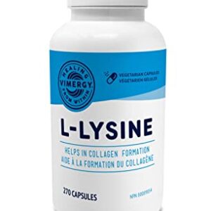 Vimergy L-Lysine 500MG Capsules, 270 Servings – Essential Amino Acid – Supports Immune System, Healthy Skin, Muscles, Bone & Tissue – Vegetarian, Non-GMO, No Gluten, Kosher (270 count)