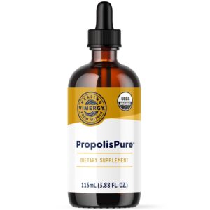 vimergy propolispure ® – usda organic propolis liquid extract – immune support supplement - natural oral & heart health support - propolis tincture from honeybees – gluten-free & paleo (115 ml)