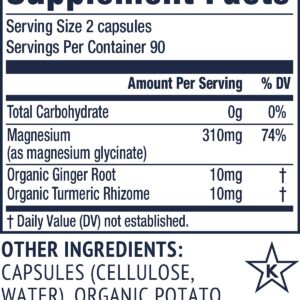 Vimergy Magnesium Glycinate, 90 Servings – with Turmeric & Ginger - Promotes Relaxation & Sleep – Supports Bone, Muscle & Heart Health - Gluten-Free, Kosher, Vegan & Paleo Friendly, Capsule