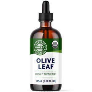 vimergy organic olive leaf extract, 57 servings – pure olive leaf liquid drops – supports immune and cardiovascular health - usda organic, gluten-free, non-gmo, vegan & paleo friendly (115 ml)