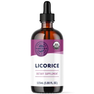 vimergy usda organic licorice root extract, 57 servings – alcohol free licorice root drops – supports digestive system & respiratory health - gluten-free, non-gmo, vegan & paleo friendly (115 ml)