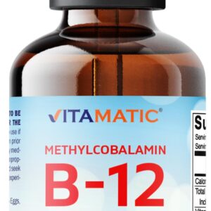 Vitamatic 2 Packs Fast Acting Liquid Vitamin B12 5000 mcg (Methylcobalamin) - Natural Berry Flavor - Sublingual Supplement - Faster Absorption - 2 OZ