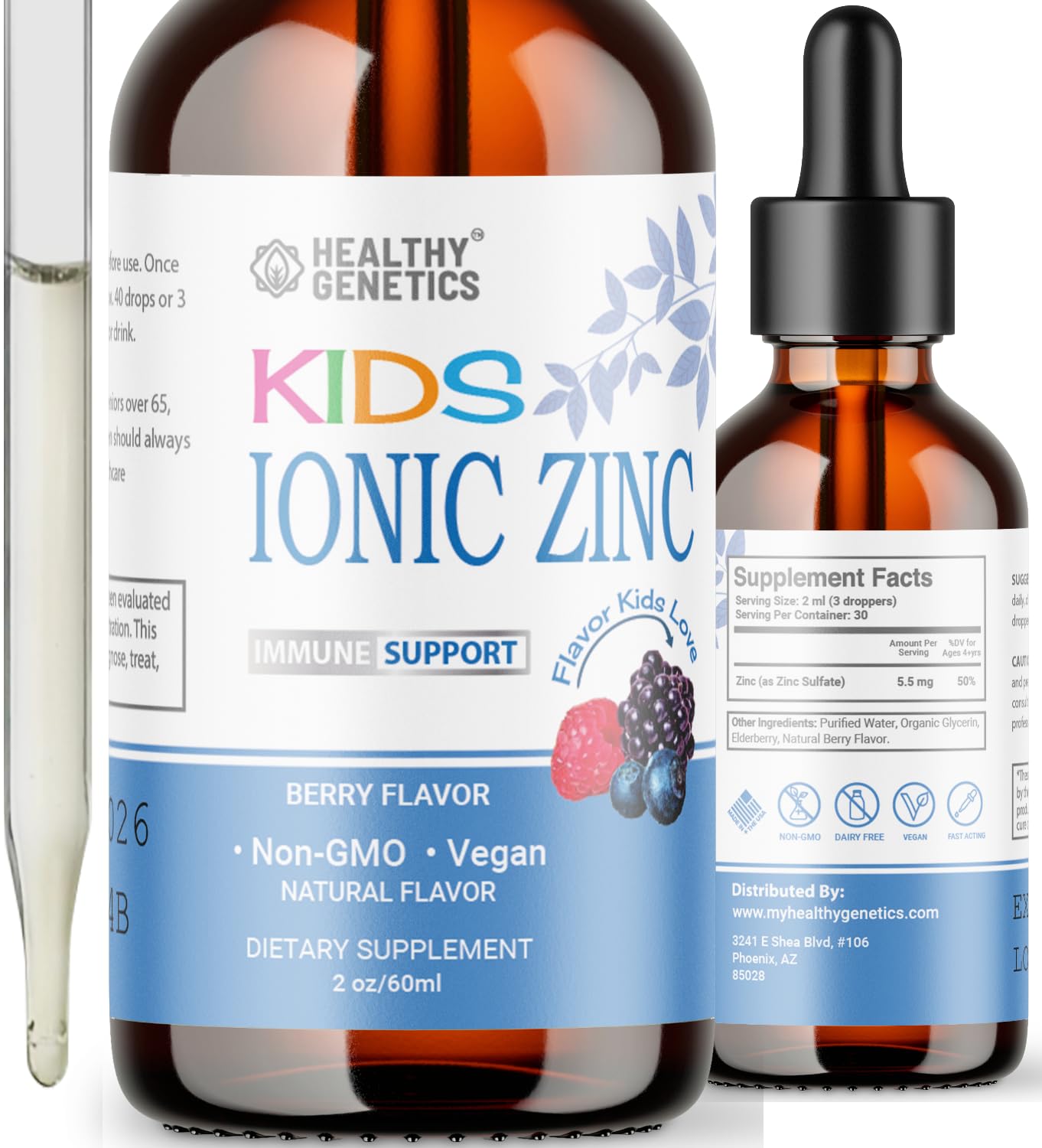 New Ionic Liquid Zinc Drops for Kids & Toddlers | 30 Day Supply | Zinc Sulfate | Immunity, Mood, Brain Thyroid | 2 Oz