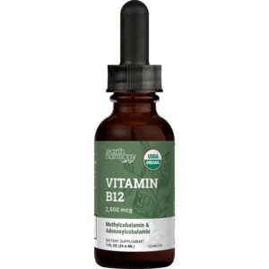 earth harmony naturals organic vegan vitamin b12 sublingual liquid supplement - 2000mcg methylcobalamin drops for natural energy and immune system support - 1 fl oz