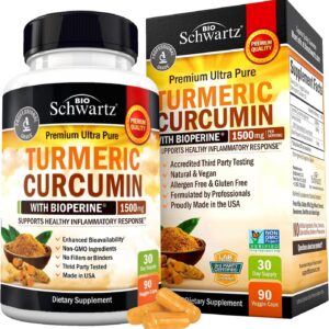 Turmeric Curcumin with Black Pepper Extract 1500mg - High Absorption Ultra Potent Turmeric Supplement with 95% Curcuminoids and BioPerine - Non GMO Turmeric Capsules for Joint Support - 90 Capsules