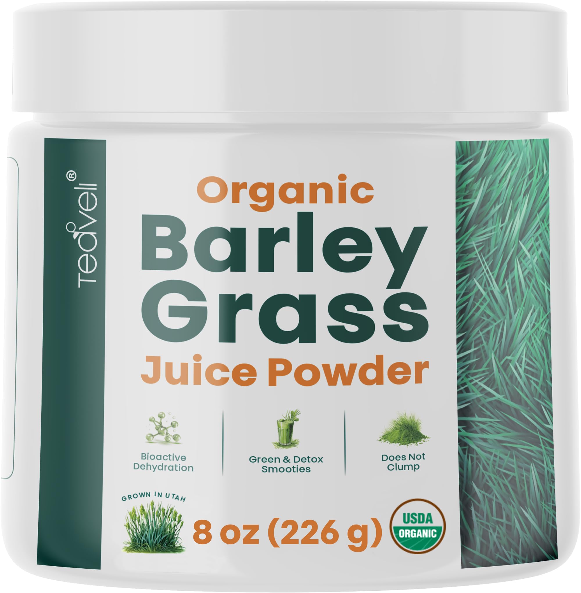 Organic Barley Grass Juice Powder– Utah Grown Raw Green Juice & Barley Grass Juice Extract for Detox- Complements Wheatgrass Juice- Made in USA to EverRaw® Standards with BioActive Dehydration™- 8 oz