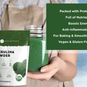 Kate Naturals Organic Spirulina Powder for Immune Support and Antioxidants. Nutrient Dense Superfood Supplement (8 oz, USDA Certified, Non-GMO, Gluten- Free)