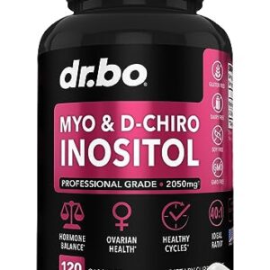 Myo-Inositol & D-Chiro Inositol Supplement Capsules - 40:1 Ratio Hormone Balance for Women with Vitamin B8 - Fertility Supplements for Women to Regulate Menstrual Cycle, Support Ovarian Health & PCOS