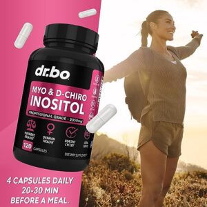 Myo-Inositol & D-Chiro Inositol Supplement Capsules - 40:1 Ratio Hormone Balance for Women with Vitamin B8 - Fertility Supplements for Women to Regulate Menstrual Cycle, Support Ovarian Health & PCOS