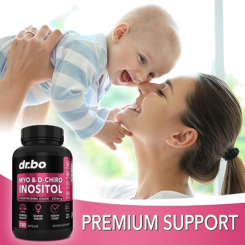 Myo-Inositol & D-Chiro Inositol Supplement Capsules - 40:1 Ratio Hormone Balance for Women with Vitamin B8 - Fertility Supplements for Women to Regulate Menstrual Cycle, Support Ovarian Health & PCOS