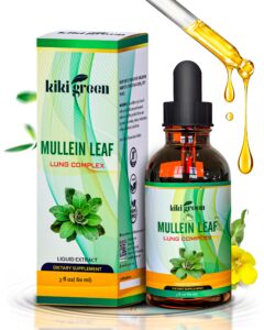 kiki green liquid mullein leaf tincture - herbal supplement from mullein herb for lung cleanse, respiratory health, immune support, liquid supplement extract 2 fl oz