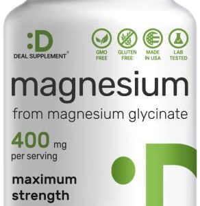 Magnesium Glycinate 400mg | Elemental Magnesium - 300 Capsules | Chelated for Easy Absorption | Highly Purified Essential Trace Mineral for Muscle, Joint, Heart, & Immune Support