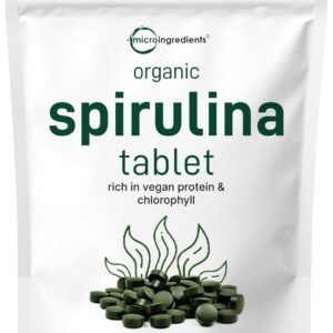 Micro Ingredients Organic Spirulina Supplement, 3000MG Per Serving, 720 Tablets (4 Month Supply), No Filler & Non-GMO, Rich in Vegan Protein, Vitamins & Prebiotics, Premium Spirulina Pills