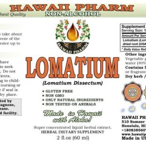 Hawaii Pharm Lomatium Alcohol-FREE Liquid Extract, Lomatium (Lomatium Dissectum) Dried Root Glycerite Natural Herbal Supplement 2 oz