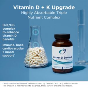 Designs for Health Vitamin D Supreme - Vitamin D 5000 IU with 2000mcg Vitamin K as MK4 for Bone Health, Heart Health & Immune Support - Vitamin D3 Enhanced with GG Supplement (60 Capsules)