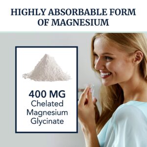 Magnesium Glycinate 400mg | High Absorption Formula for Sleep, Calm, Muscle Relaxation, Heart, Bone & Nerve Support for Women & Men | Chelated Magnesium Glycinate & Magnesium Supplement | 120 Capsules