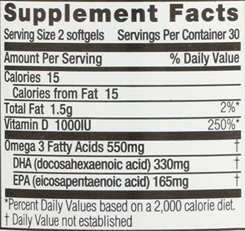 Spectrum Essentials Soft Gels, Vegan Ultra Omega-3 EPA and DHA with Vitamin D, 60 Count