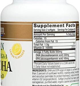 Spectrum Essentials Soft Gels, Vegan Ultra Omega-3 EPA and DHA with Vitamin D, 60 Count