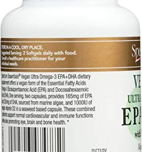 Spectrum Essentials Soft Gels, Vegan Ultra Omega-3 EPA and DHA with Vitamin D, 60 Count