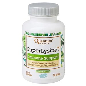 quantum health superlysine+ advanced formula immune support supplement lysine 1500 mg, vitamin c echinacea licorice bee propolis & odorless garlic daily wellness blend for women & men - 90 tablets