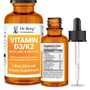 dr. berg liquid vitamin d3 & k2 supplement - for bone, teeth, mood & immune health - vitamin d3 & k2 drops for adults - 1 fl oz