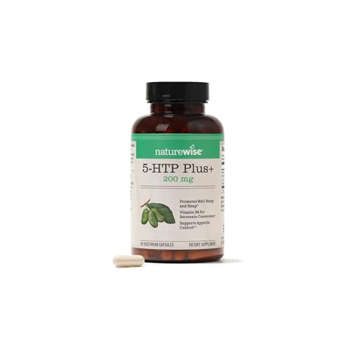 NatureWise 5-HTP 200Mg Mood Support, Natural Sleep Aid helps promote healthy eating habits, Easy-to-Digest Delayed Release Capsules Enhanced w/ Vitamin B6, Non-GMO (2 Month Supply - 60 Count)