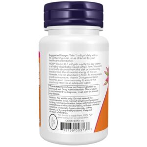 NOW Supplements, Vitamin D-3 5,000 IU,High potency, Structural Support*, 240 Softgels