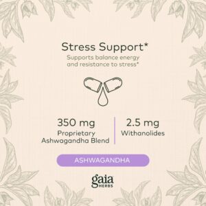 Gaia Herbs, Ashwagandha Root Vegan Liquid Phyto Capsules - Stress Relief, Immune Support Supplement, Balanced Energy Levels and Mood, 60-Count (Pack of 1)