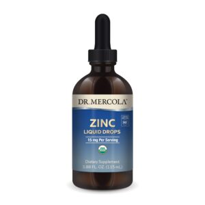 Dr. Mercola Organic Zinc Liquid Drops, 15 mg per Serving, 3.88 fl oz (115 ml), about 28 Servings, Dietary Supplement, Supports Immune and Organ Health, Non GMO, USDA Organic, NSF Certified