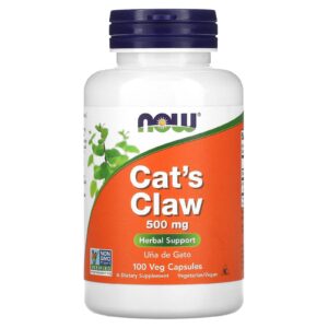 now supplements, cat's claw 500 mg, non-gmo project verified, herbal supplement, 100 veg capsules