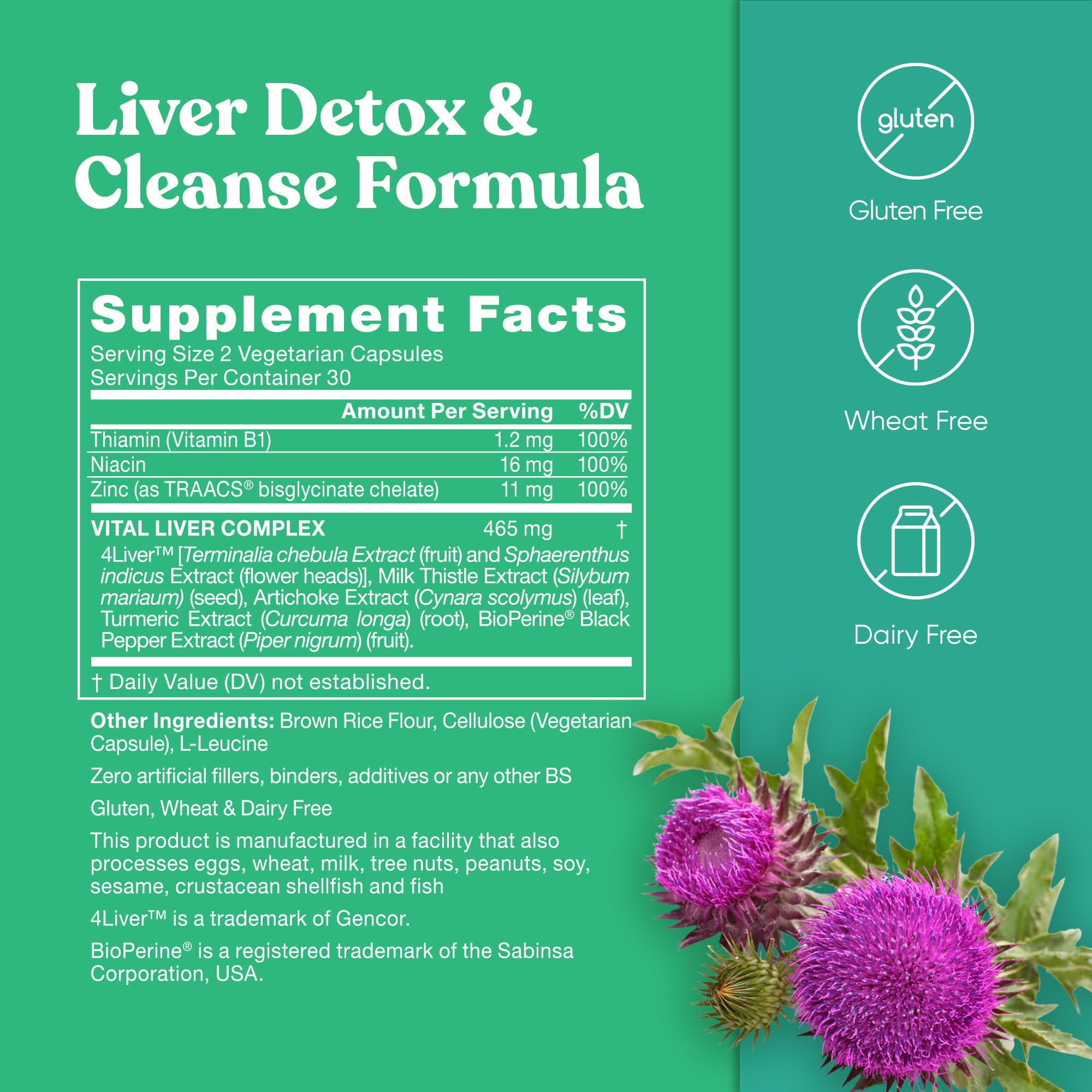 Vital Liver Cleanse Detox & Repair – 9-in-1 Liver Support Supplement – Milk Thistle, Artichoke Extract, Turmeric, Adaptogens – Optimal Liver Function and Digestive Health – 60 Vegetarian Soft Capsules