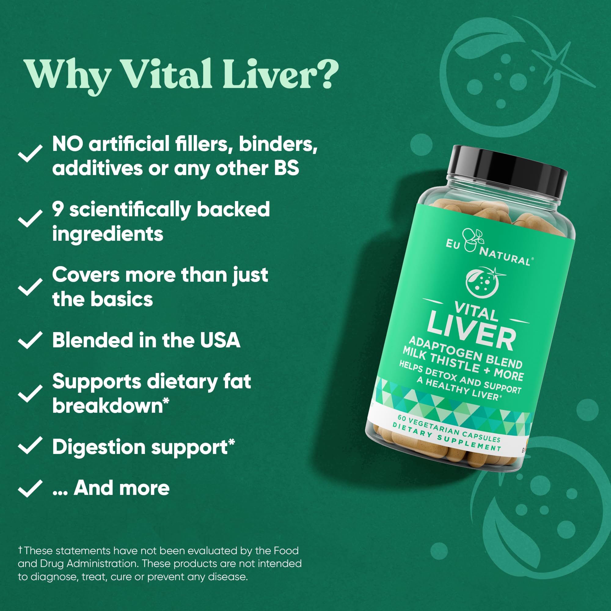 Vital Liver Cleanse Detox & Repair – 9-in-1 Liver Support Supplement – Milk Thistle, Artichoke Extract, Turmeric, Adaptogens – Optimal Liver Function and Digestive Health – 60 Vegetarian Soft Capsules