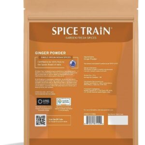 SPICE TRAIN, Ginger Powder (14oz/397g) No Additives, No Preservatives, No Fillers | Ginger Root Powder from India | Raw, Gluten Free, Non GMO | Perfect for Cooking, Baking | Resealable Zip Lock Pouch