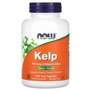 now supplements, kelp 325 mcg of natural iodine, supports healthy thyroid function*, super green, 250 veg capsules