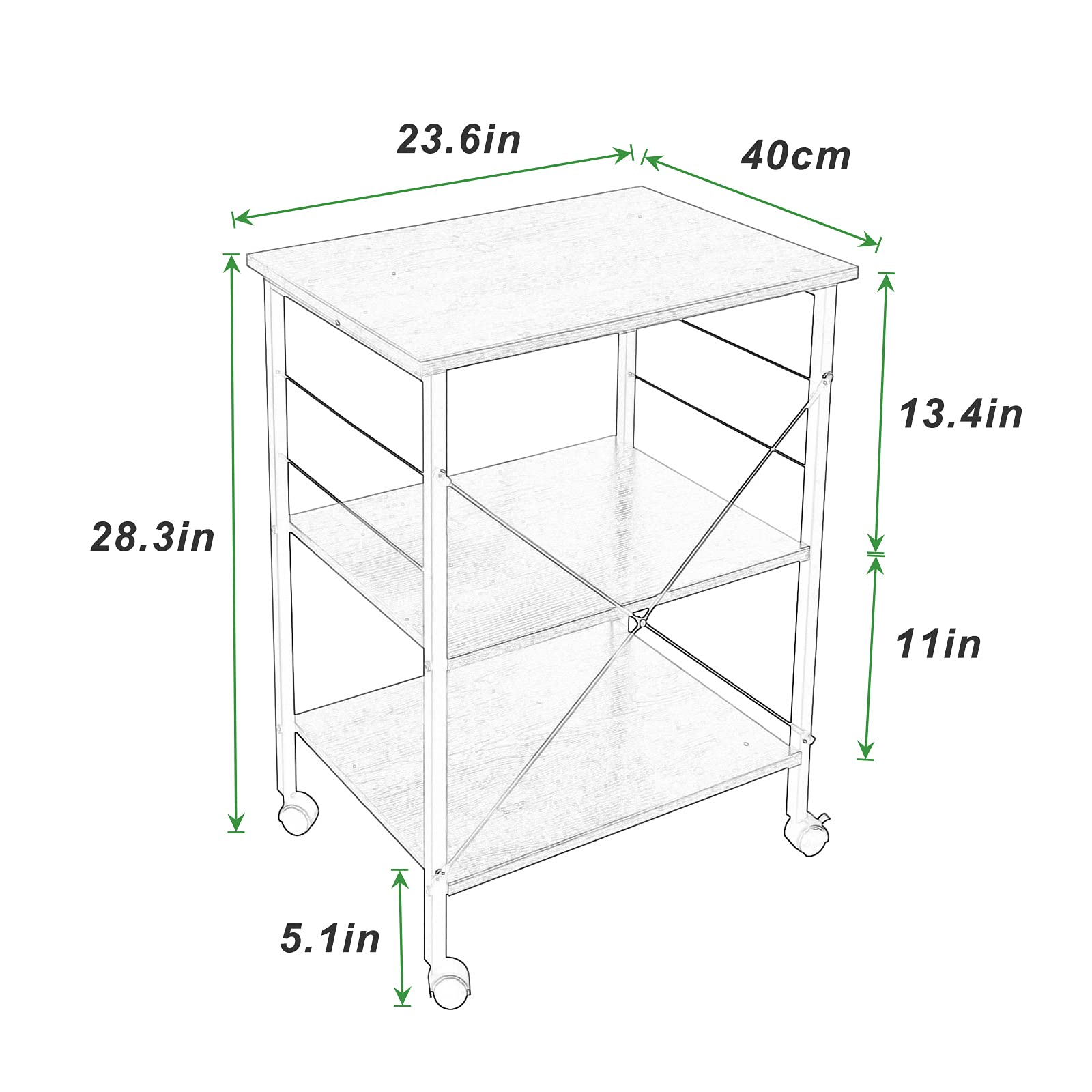 soges 3-Tier Kitchen Baker's Rack Utility Microwave Cart Storage Shelf Spice Organizer Workstation with 10 Hooks, Rustic Brown KS-LD-007