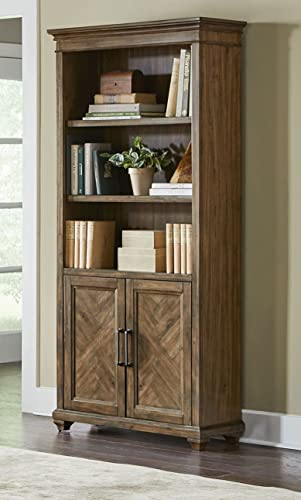 Martin Furniture Traditional Wood Doors, Office Shelving, Storage Cabinet, Fully Assembled, Brown Bookcase