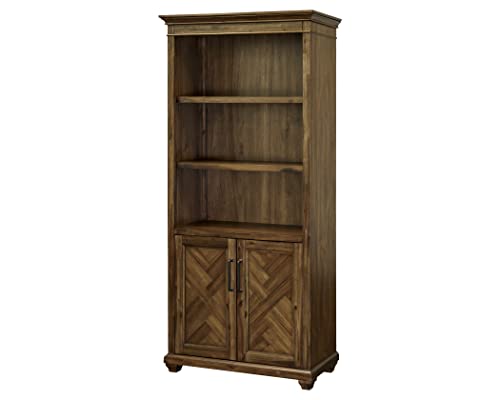 Martin Furniture Traditional Wood Doors, Office Shelving, Storage Cabinet, Fully Assembled, Brown Bookcase