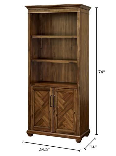 Martin Furniture Traditional Wood Doors, Office Shelving, Storage Cabinet, Fully Assembled, Brown Bookcase