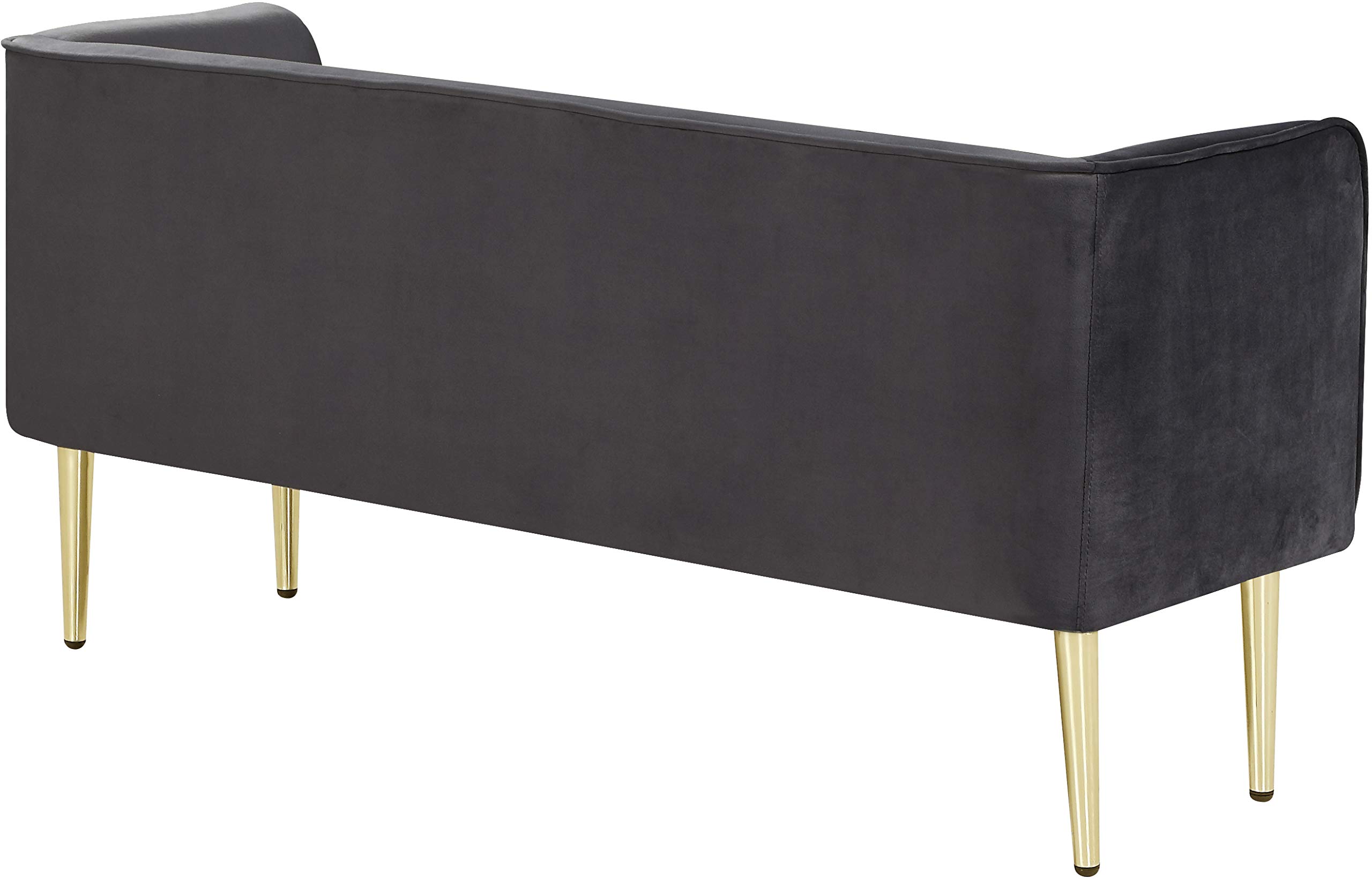 Meridian Furniture Audrey Collection Modern | Contemporary Velvet Upholstered Bench with Sturdy Metal Legs in Gold Finish, 52" W x 19" D x 24" H, Grey